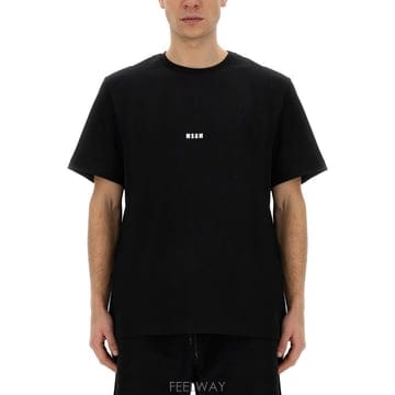 MSGM 로고 반팔 티셔츠 블랙