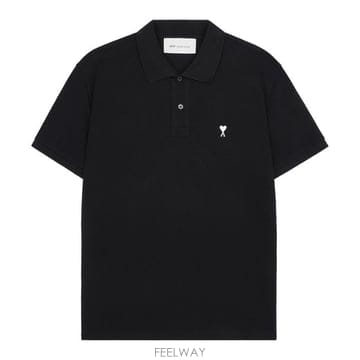 아미 HPL411 760 045 하트 로고 쇼트 슬리브 폴로 티셔츠