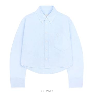 아미 FSH770 CO0031 450 코튼 옥스포드 엠보싱 크롭 오버사이즈 셔츠