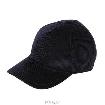 미우미우 5HC179 2F81 F0124 로고 자수 벨벳 볼캡