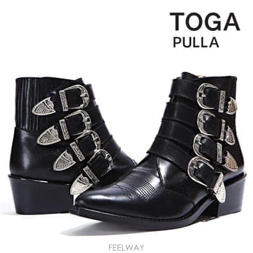 토가풀라 AJ006 PELLE BLACK 여성 버클 앵클부츠