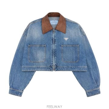 프라다 GFB327 16PK F0V3N 크롭 데님 자켓