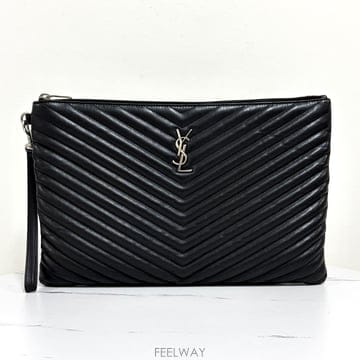 생로랑 모노그램 마틀라세 클러치백 블랙 (440222)