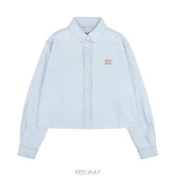 미우미우 GWC131 17NO F0013 샴브레이 스트라이프 셔츠