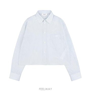 셀린느 2C8370771 GAQ4 샴브레이 코튼 크롭 셔츠