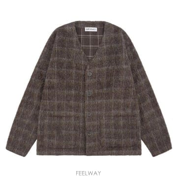 아워레가시 M4256CD BROWN 도르프 체크 가디건