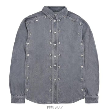와이프로젝트 SHIRT47-S23 GREY 버튼 패널 데님 셔츠