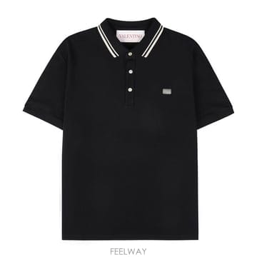 발렌티노 6V3MH01K AQK 0NO 로고 패치 폴로 반팔 티셔츠