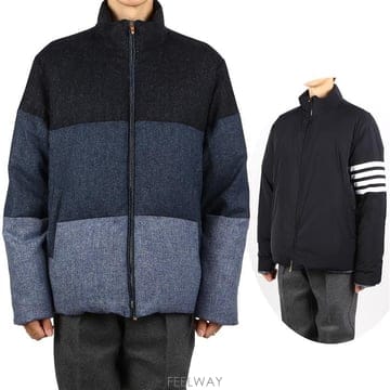 톰브라운 리버시블 패딩 자켓 네이비