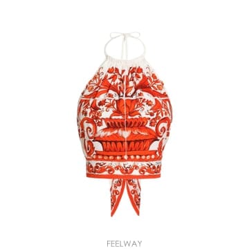 Dolce&Gabbana ��ü�ذ��ٳ� Majolica print charmeuse top 12219432829192 TP7255573��ü�ذ��ٳ� Majolica print charmeuse top 122194328291