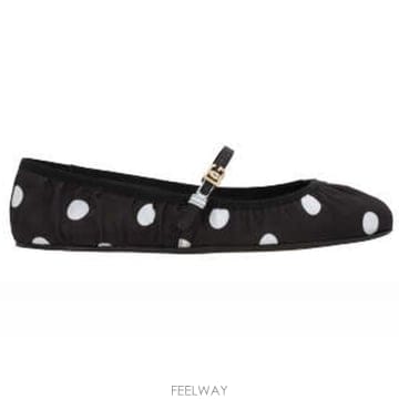 26 FW 돌체앤가바나 폴카 도트 프린트 새틴 발레 플랫 HNXVW CB0222AV885