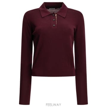 [V90]버버리 8132451 여성 니트 스웨터 가디건 Wool Polo Sweater