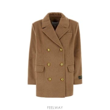 [X45]가니 W0876 399 여성 코트 하프 롱 트렌치 오버코트 코트자켓 Camel wool blend 