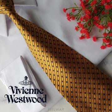 VIVIENNE WESTWOOD 비비안 웨스트우드 옐로우 스트라이프 넥타이 9.7cm A+~A등급 E1966