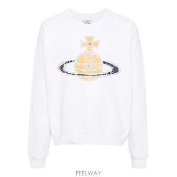 [당일]24SS 비비안 ORB 빈티지 로고 프린팅 맨투맨 화이트 3I01000L J0006 A401