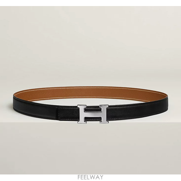 (백화점A/S가능) 에르메스 H 리버시블 양면 여성 벨트 24mm 은장 블랙/골드 H079645
