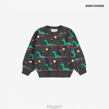보보쇼즈 26FW made in Spain Lake Monster 올오버 자카드 맨투맨 스웨터 B226AC087