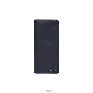 프라다 2MV836 네이비 사피아노 은장 레터링 로고 장지갑
