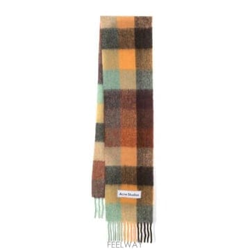 26FW 아크네 스튜디오 모헤어 체크 머플러 CA0084 BROYG BROWN ORANGE