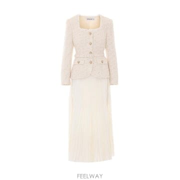 26FW 셀프 포트레이트 미디 원피스 129M CREAM White