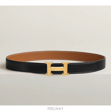 (백화점A/S가능) 에르메스 H 리버시블 양면 남성 벨트 32mm 금장 블랙/골드 H064544