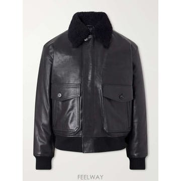 A.P.C 아페쎄 CHARLES 울후리스 트림 레더 자켓 PXCDG B0082311480