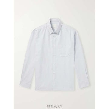 A.P.C 아페쎄 MATEO 스트라이프 로고-엠브로이드 코튼 셔츠  B0082311508