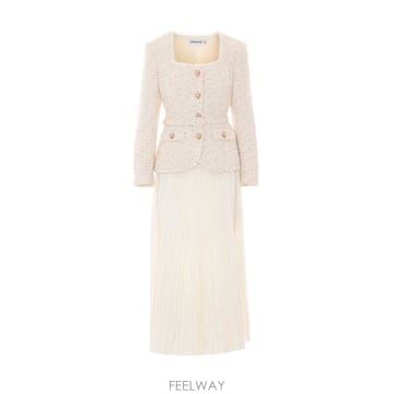 26 F/W 셀프 포트레이트 테일러 부클레 & 쉬폰 미디 드레스 12 B0012311723