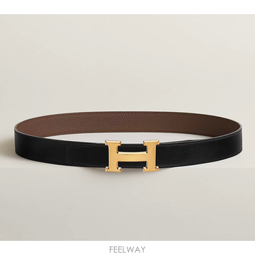 (백화점A/S가능) 에르메스 H 리버시블 양면 남성 벨트 32mm 금장 블랙/초콜렛 H064544