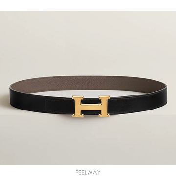 (백화점A/S가능) 에르메스 H 리버시블 양면 남성 벨트 32mm 금장 블랙/에땅 H064544