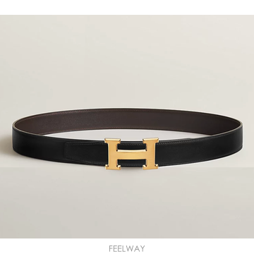 (백화점A/S가능) 에르메스 H 리버시블 양면 남성 벨트 32mm 금장 블랙/에벤 H064544