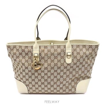 Gucci(구찌) 269956 GG로고 자가드 뱀부 하트 참 쇼퍼 숄더백