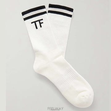 톰포드 TF 로고 사이드 리브드 코튼 블렌드 양말