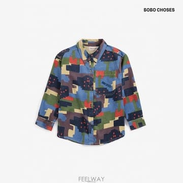 보보쇼즈 26FW made in Spain Paint Forest 올오버 코듀로이 남방셔츠 B226AC026