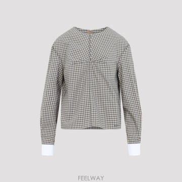 Marni [D14]������ 66374CHW25 CEMENT ���� ���� ���� ����콺 Marni Checkered Cot[D14]������ 66374CHW25 CEMENT ���� ���� ���� ����콺 