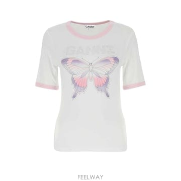 GANNI [X45]���� T3353 151 ���� Ƽ���� �μҸ� ž ���� White stretch lyocell t sh[X45]���� T3353 151 ���� Ƽ���� �μҸ� ž ���� White s