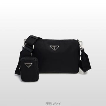 프라다 리나일론 사피아노 실버 멀티포켓 크로스 메신저백 블랙 2VH113