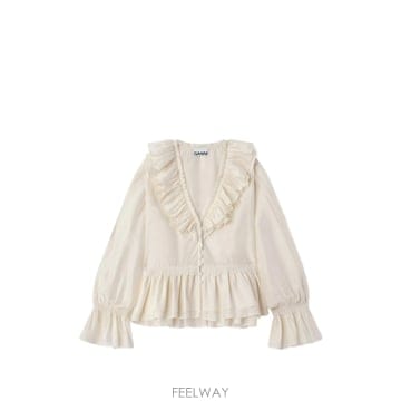 GANNI ���� ruffled lace trim blouse 12188721643784 TP725585676���� ruffled lace trim blouse 12188721643784 TP7255856