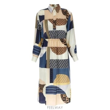 25SS Fendi Patchwork 실크 드레스 FDD374AUQMF1SAT TP578405944