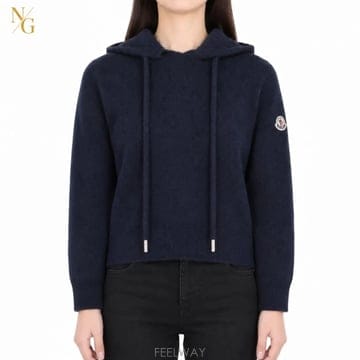 [정품/당일출고] 몽클레어 여성 캐시미어 와펜 후드 니트 스웨터 L / 44