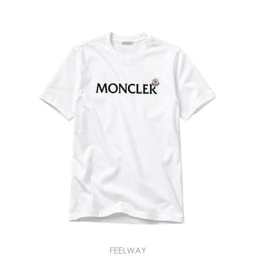 몽클레어 플록 로고 코튼 티셔츠 화이트 8C00067 8390T 001