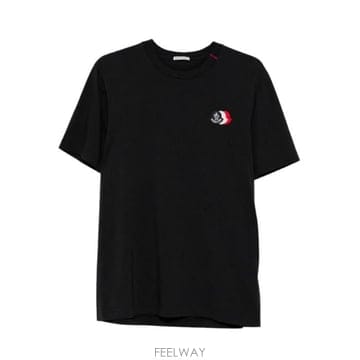 몽클레어 3컬러 자수 로고 코튼 티셔츠 블랙 8C00074 89B8Q 999
