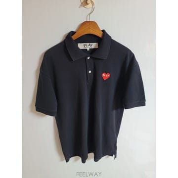 꼼데가르송 블랙 레드와펜 남성 반팔 카라티 XXL AZ-T006