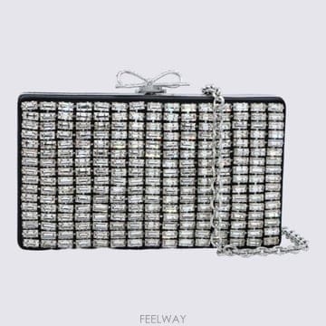 26FW Self portrait Metallic mesh 클러치 백 with chain 앤 silver m