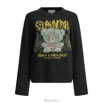[V90]가니 A1150058252 여성 니트 스웨터 가디건 Teddy Crew Neck Sweater