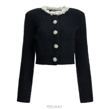 [V90]셀프포트레이트 AW26 176T NNAVY 여성 니트 스웨터 가디건 Cardigan with emb