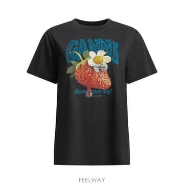 [V90]가니 A1050257252 여성 티셔츠 긴팔 반팔 Strawberry crew neck T shir