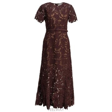 [V90]셀프포트레이트 PF26 107M BUBURGUNDY 여성 원피스 드레스 Lace midi dress