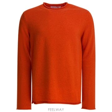 [V90]꼼데가르송 FP N007 W255 ORANGE 남성 니트 스웨터 가디건 Wool crewneck s