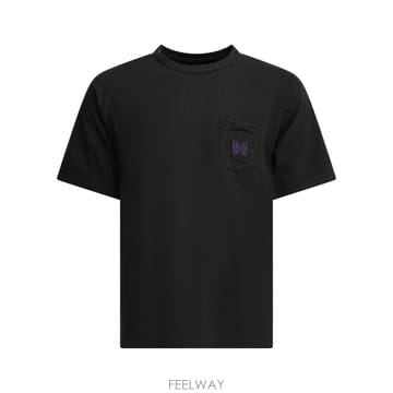 [V90]니들스 SX444G Black 남성 티셔츠 상의 반팔티 Pocket Tee Crew neck T s